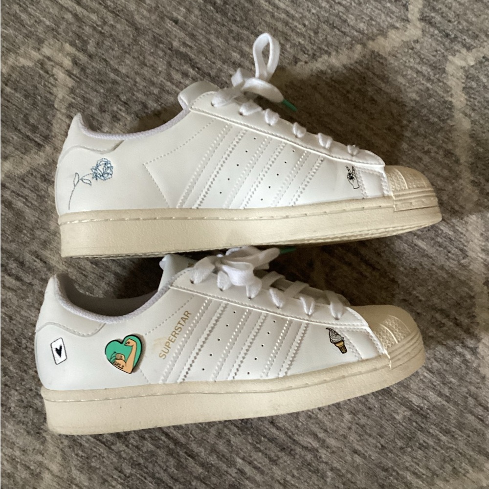 adidas White Superstar Sneakers with Cream Sole